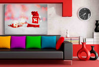 Weihnachten Roter Beutel Geschenk Rentier Leinwandbild AK ART Wanddeko TOP XXL