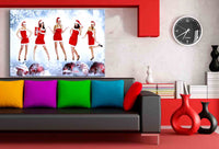Weihnachten Frauen in Rot Party Leinwandbild AK ART Wanddeko Wandbild XXL TOP
