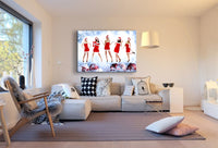 Weihnachten Frauen in Rot Party Leinwandbild AK ART Wanddeko Wandbild XXL TOP