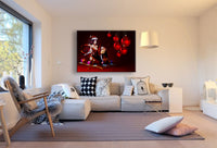 Weinachten Mädchen mit Hirsch Rot Leinwandbild AK ART Wanddeko Wandbild TOP XXL