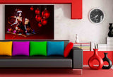 Weinachten Mädchen mit Hirsch Rot Leinwandbild AK ART Wanddeko Wandbild TOP XXL