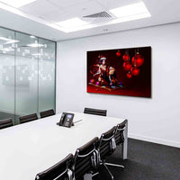 Weinachten Mädchen mit Hirsch Rot Leinwandbild AK ART Wanddeko Wandbild TOP XXL