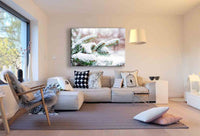 Schnee auf Weihnachts Zweig Leinwandbild AK ART Wanddeko Wandbild TOP XXL