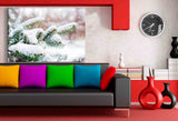 Schnee auf Weihnachts Zweig Leinwandbild AK ART Wanddeko Wandbild TOP XXL