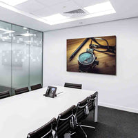 Uhr Schreibtisch Büro Leinwandbild AK ART Wanddeko Wandbild Made in Germany XXL