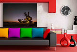 Schaufelradbagger Nacht Leinwandbild AK ART Wanddeko Wandbild Made in Germany