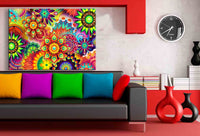 Abstrakte Muster Bunt Leinwandbild AK ART Wanddeko Wandbild Made in Germany XXL