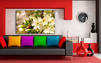 Weiße Blumen Leinwandbild / AK ART Bilder Mehrfarbig Kunstdruck XXL b02 Wandbild
