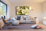 Weiße Blumen Leinwandbild / AK ART Bilder Mehrfarbig Kunstdruck XXL b02 Wandbild