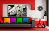 Weiße Blumen Leinwandbild / AK ART Bilder / Mehrfarbig Kunstdruck XXL Wandbild