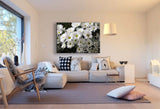 Weiße Blumen Leinwandbild / AK ART Bilder / Mehrfarbig Kunstdruck XXL Wandbild