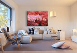 Roter Blumen Zweig Leinwandbild AK Art Bilder Mehrfarbig Kunstdruck XXL Wandbild