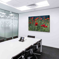 Rote Blumen Wiese Leinwandbild / AK Art Bilder / Mehrfarbig Kunstdruck Wandbild