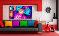 Gerbera Blume Leinwandbild AK Art Bilder Mehrfarbig Wandbild Kunsdruck TOP XXL