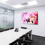 Schmetterling / Blumen Leinwandbild AK Art Bilder Schwarz-Weiß Wandbild TOP XXL