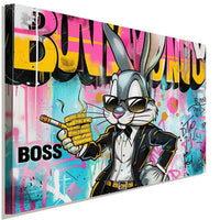 Boss Bunny Pop-Art Leinwandbild im Streetstyle – Macht & Geld vereint | AK ART