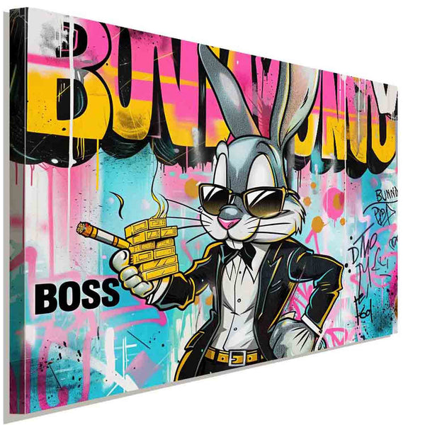 Boss Bunny Pop-Art Leinwandbild im Streetstyle – Macht & Geld vereint | AK ART