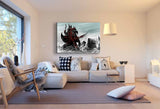 Skyrim The Elder Scrolls Schwarzer Kämpfer AK Art Bilder Premium Leinwandbilder
