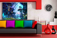 Märchenland Abstrakt Leinwandbild AK Art Bilder Mehrfarbig Wandbild Kunstdruck TOP XXL