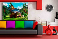 Mascha und der Bär Angeln Leinwandbild AK Art Studio Wanddeko Wandbild TOP XXL