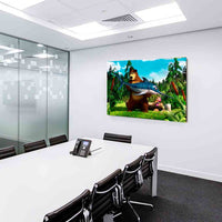 Mascha und der Bär Angeln Leinwandbild AK Art Studio Wanddeko Wandbild TOP XXL