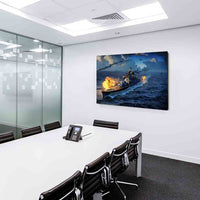 Kriegsschiff Meer Leinwandbild AK Art Bilder Wanddeko Wandbild Kunstdruck XXL