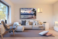 Palmen und Strand Leinwandbild AK Art Bilder Wanddeko Wandbild Kunstdruck XXL