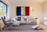 Flagge Frankreich Leinwandbild AK Art Bilder Mehrfarbig Kustdruck Wandbild XXL