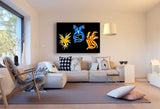 Pokemon GO Teams, Blau Gelb Rot Leinwandbild Kunstdruck Wandbild Wanddekko XXL