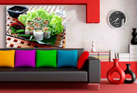 Sushi Tisch Salat Leinwandbild AK Art Bilder Mehrfarbig Kunstdruck Wandbild