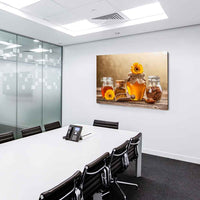 Honig Blumen Gelb Leinwandbild AK Art Bilder Mehrfarbig Kunstdruck Wandbild XXL