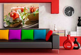 Essen Broetchen Schinken Leinwandbild AK Art Bilder Mehrfarbig Kunstdruck XXL