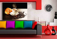 Kaffe & Croissant Leinwandbild AK Art Bilder Mehrfarbig Wandbild Kunstdruck XXL