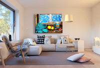 Winterbild Leinwandbild AK Art Bilder Mehrfarbig Wandbild Kunstdruck Wanddeko