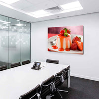 Pudding Erdbeere Leinwandbild AK Art Bilder Mehrfarbig Kunstdruck Wandbild XXL