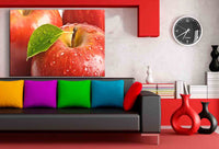 Apfel Blatt Tropfen Leinwandbild AK Art Bilder Mehrfarbig Kunstdruck Wandbild