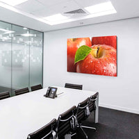 Apfel Blatt Tropfen Leinwandbild AK Art Bilder Mehrfarbig Kunstdruck Wandbild