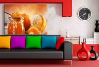Mandarine Honig Leinwandbild AK Art Bilder / Mehrfarbig Kunstdruck XXL Wandbild TOP