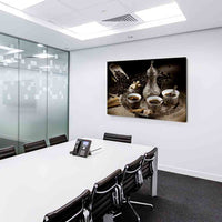 Kaffe Leinwandbild AK Art Bilder Mehrfarbig Kunstdruck XXL Wandbild Wanddeko