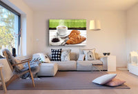 Kaffee Croissant Marmelade Leinwandbild AK Art Bilder Mehrfarbig Kunstdruck XXL