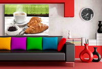 Kaffee Croissant Marmelade Leinwandbild AK Art Bilder Mehrfarbig Kunstdruck XXL