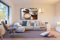 Kaffe Tasse Herz Leinwandbild AK Art Bilder Mehrfarbig Kunstdruck XXL Wandbild