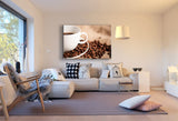 Kaffe Kaffebohnen Leinwandbild AK Art Bilder / Mehrfarbig Kunstdruck XXL TOP