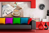 Brille Kaffee Leinwandbild AK Art Bilder Mehrfarbig Kunstdruck XXL Wandbild TOP