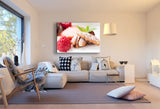 Walnuss Himbeere Leinwandbild AK Art Bilder Mehrfarbig Kunstdruck XXL Wandbild