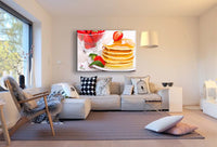 Pfannkuchen Erdbeeren Minze Leinwandbild AK Art Bilder Mehrfarbig Kunstdruck XXL