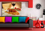 Spaghetti Bolognese Wein Leinwandbild AK Art Bilder Mehrfarbig Kunstdruck XXL
