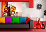 Whisky & Eis Leinwandbild AK Art Bilder Mehrfarbig Wandbild Kunstdruck Wanddeko