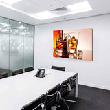 Whisky & Eis Leinwandbild AK Art Bilder Mehrfarbig Wandbild Kunstdruck Wanddeko