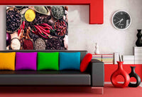 Gewürze Leinwandbild AK Art Bilder Mehrfarbig Wandbild Kunstdruck Wanddeko XXL